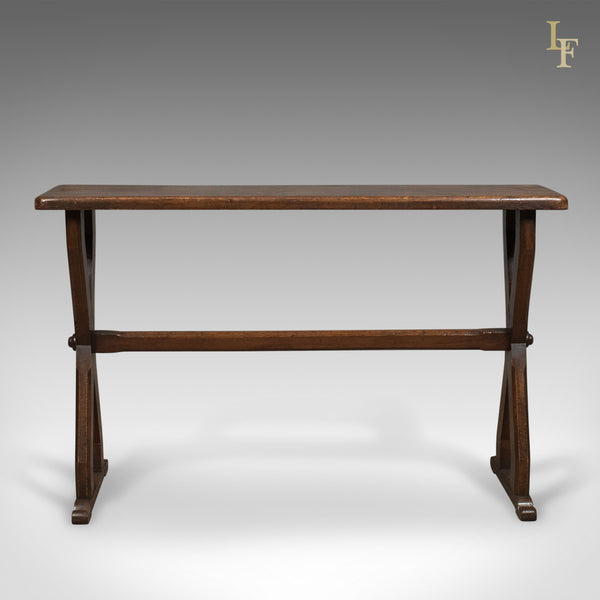 Antique Console Table, Narrow X-Frame, English, Oak, Gothic Overtones, circa 1880 - London Fine Antiques