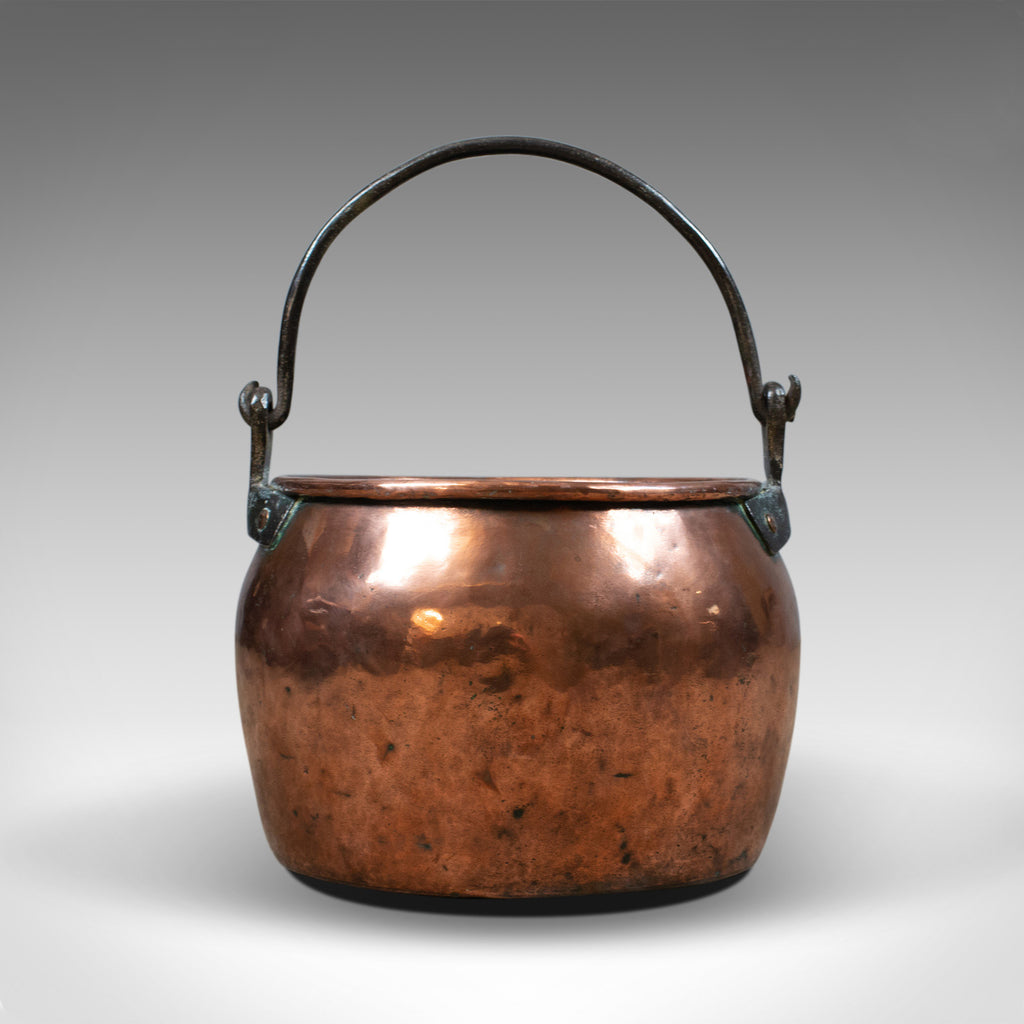 Antique Copper Cauldron, Georgian Pot, Fireside Log or Coal Scuttle, Heavy C18th - London Fine Antiques
