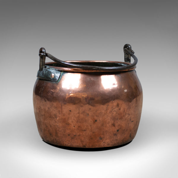 Antique Copper Cauldron, Georgian Pot, Fireside Log or Coal Scuttle, Heavy C18th - London Fine Antiques