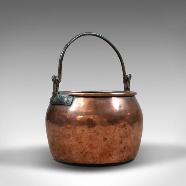 Antique Copper Cauldron, Georgian Pot, Fireside Log or Coal Scuttle, Heavy C18th - London Fine Antiques