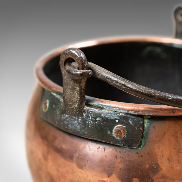 Antique Copper Cauldron, Georgian Pot, Fireside Log or Coal Scuttle, Heavy C18th - London Fine Antiques