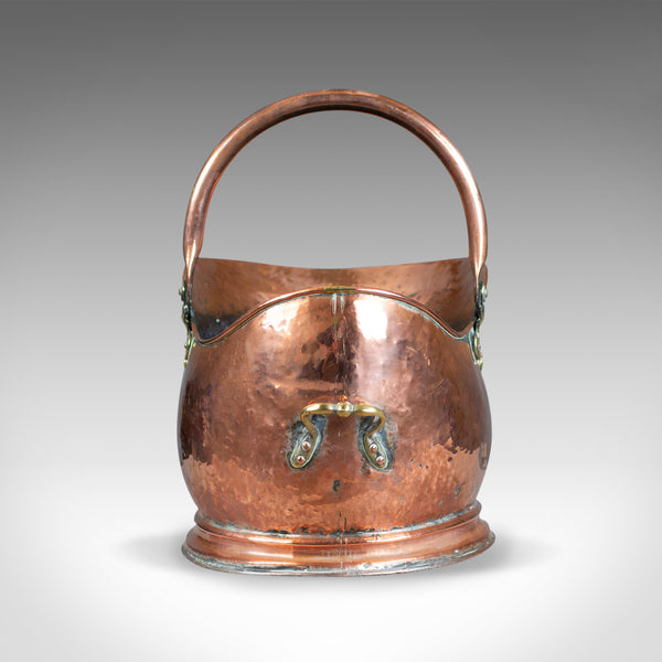Antique Copper Coal Bin, Fireside, Scuttle Bucket, Percy Metal Works London 1929 - London Fine Antiques