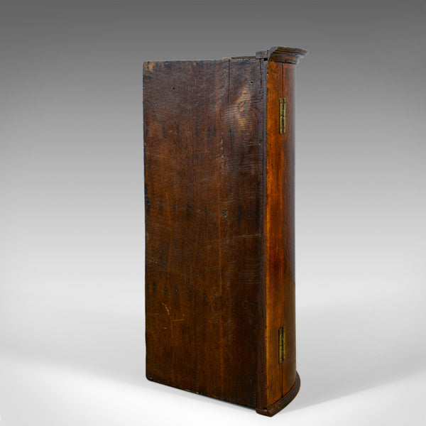 Antique Corner Cabinet, English, Georgian, Bow Fronted, Oak, Hanging, Circa 1780 - London Fine Antiques