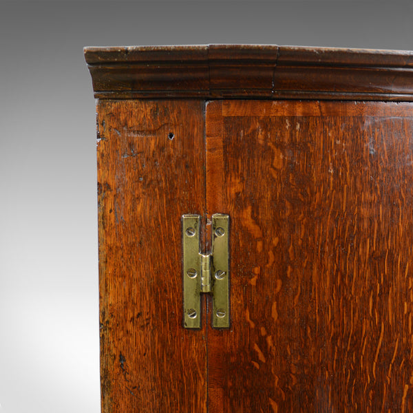 Antique Corner Cabinet, English, Georgian, Bow Fronted, Oak, Hanging, Circa 1780 - London Fine Antiques