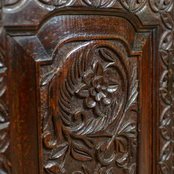 Antique Corner Cabinet, English, Georgian, Carved, Oak, Hanging Cupboard c.1760 - London Fine Antiques