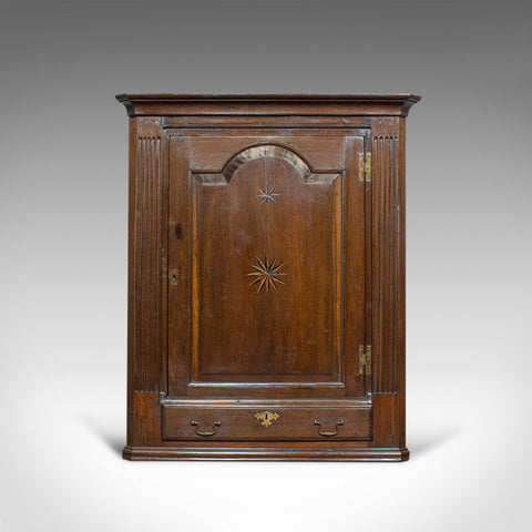 Antique Corner Cabinet, English, Georgian, Oak, Hanging, Cupboard, Circa 1780 - London Fine Antiques