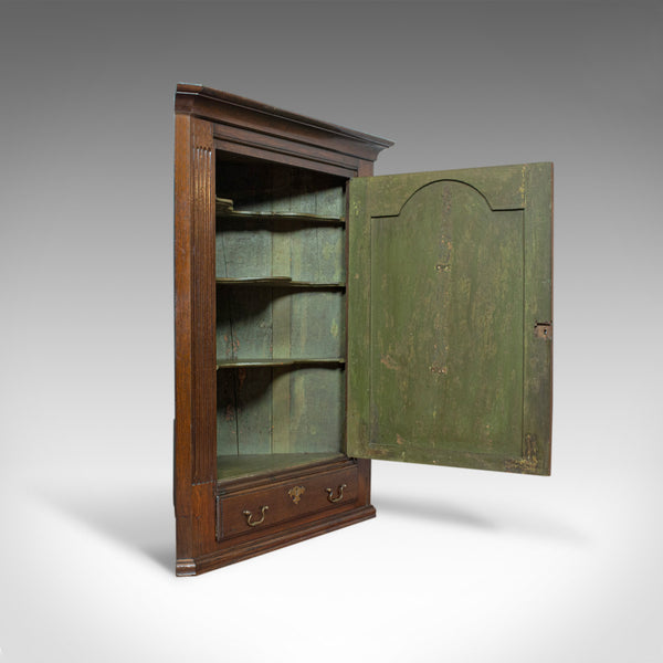 Antique Corner Cabinet, English, Georgian, Oak, Hanging, Cupboard, Circa 1780 - London Fine Antiques