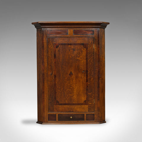 Antique Corner Cabinet, English, Georgian, Oak, Hanging, Wall Cupboard, c.1780 - London Fine Antiques
