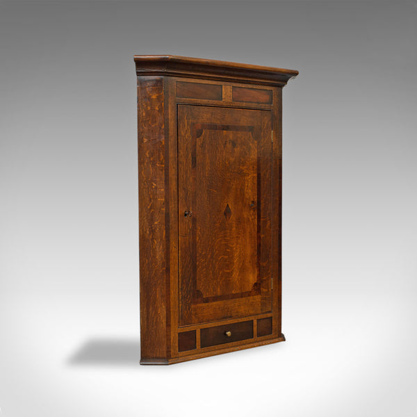 Antique Corner Cabinet, English, Georgian, Oak, Hanging, Wall Cupboard, c.1780 - London Fine Antiques
