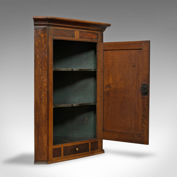 Antique Corner Cabinet, English, Georgian, Oak, Hanging, Wall Cupboard, c.1780 - London Fine Antiques