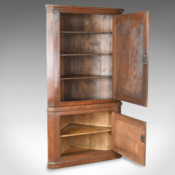 Antique Corner Cabinet, English, Oak, Georgian, Floor Standing Cupboard c.1800 - London Fine Antiques
