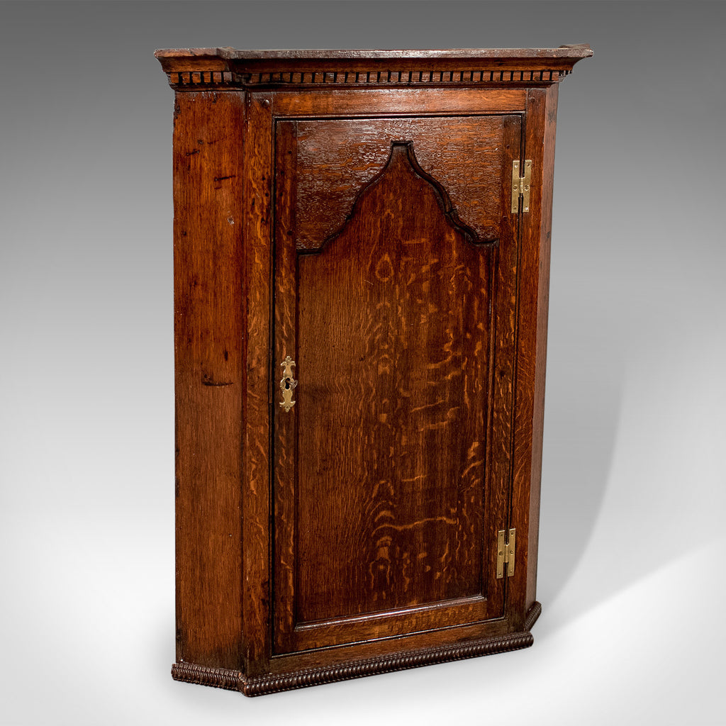 Antique Corner Cabinet, English, Oak, Late Georgian, Hanging Cupboard Circa 1780 - London Fine Antiques