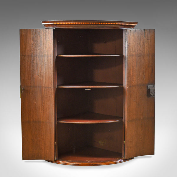 Antique Corner Cabinet, Georgian, Mahogany, Bow Fronted, Hanging, Circa 1780 - London Fine Antiques