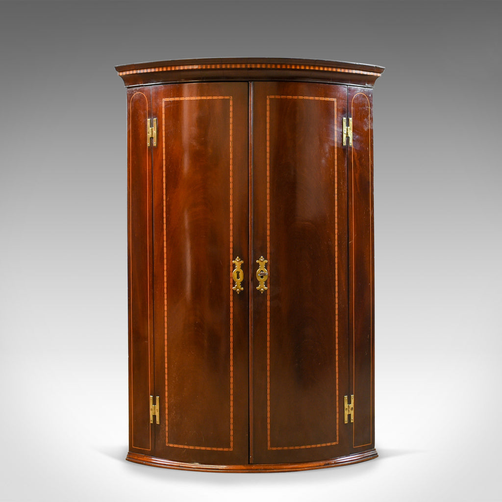 Antique Corner Cabinet, Georgian, Mahogany, Bow Fronted, Hanging, Circa 1780 - London Fine Antiques