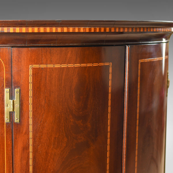 Antique Corner Cabinet, Georgian, Mahogany, Bow Fronted, Hanging, Circa 1780 - London Fine Antiques