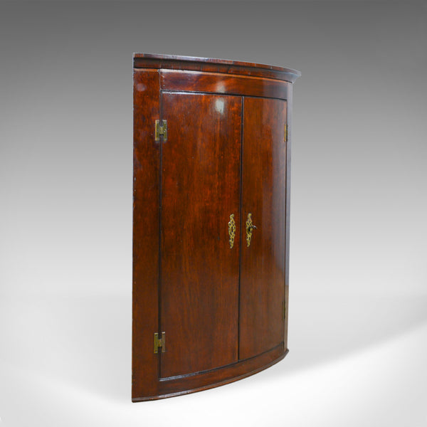 Antique Corner Cabinet, Late Georgian, Bow Fronted, Mahogany, Hanging, c.1800 - London Fine Antiques