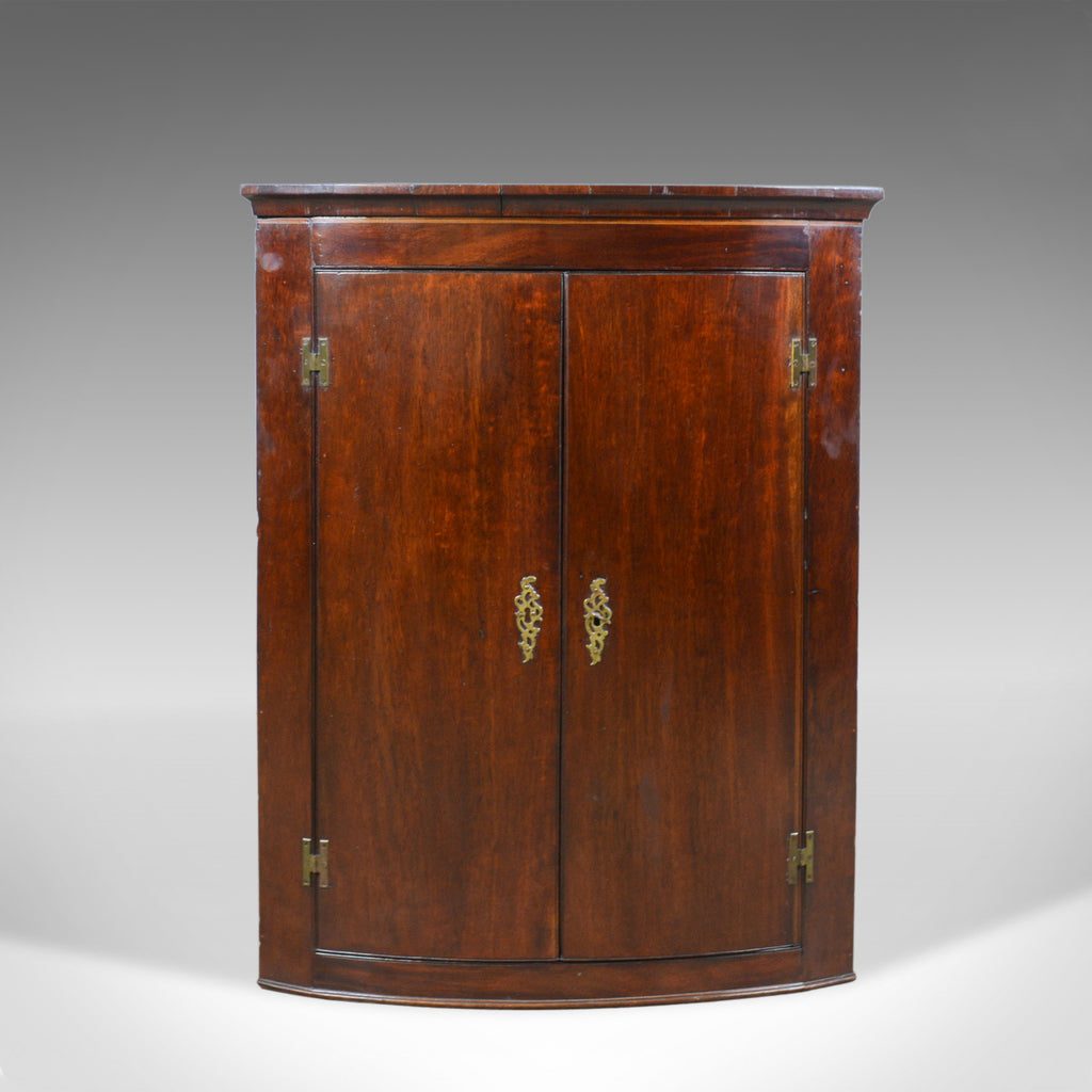 Antique Corner Cabinet, Late Georgian, Bow Fronted, Mahogany, Hanging, c.1800 - London Fine Antiques