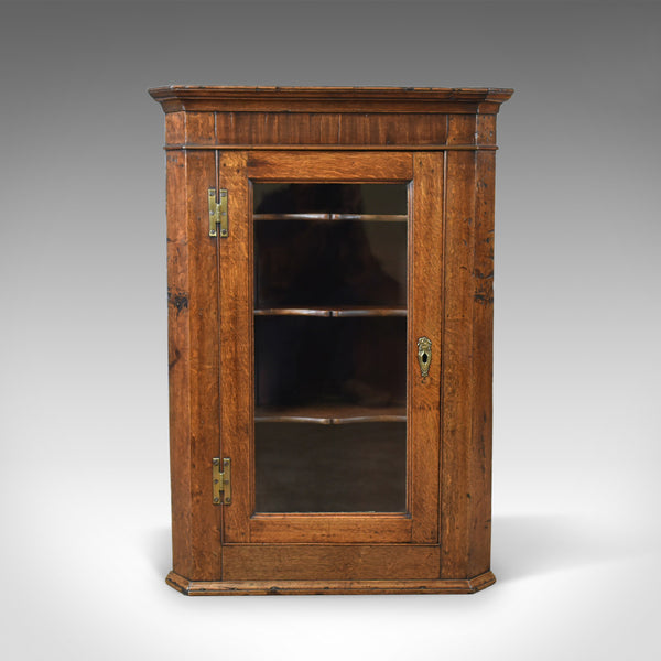 Antique Corner Cabinet, Oak, Mahogany Georgian, Glazed, Hanging, Cupboard, c1770 - London Fine Antiques