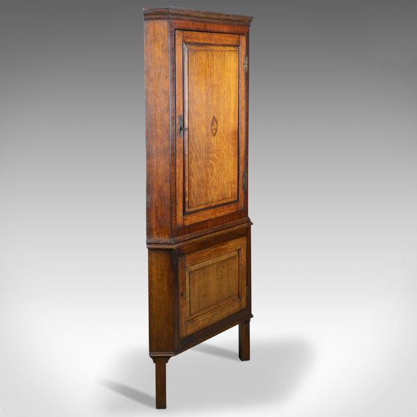 Antique Corner Cabinet on Stand, George III, Oak, Mahogany, c.1770 and Later - London Fine Antiques