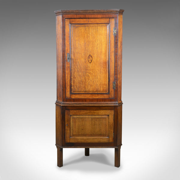 Antique Corner Cabinet on Stand, George III, Oak, Mahogany, c.1770 and Later - London Fine Antiques