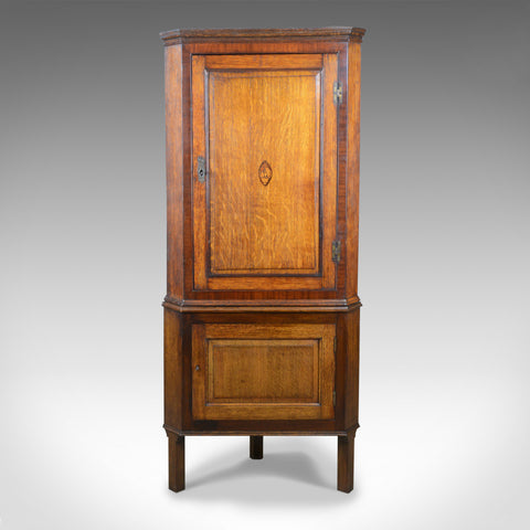 Antique Corner Cabinet on Stand, George III, Oak, Mahogany, c.1770 and Later - London Fine Antiques