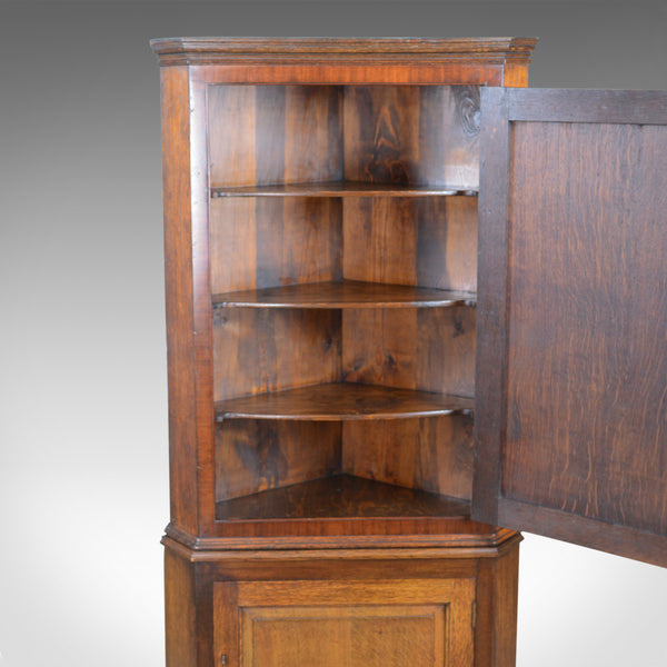 Antique Corner Cabinet on Stand, George III, Oak, Mahogany, c.1770 and Later - London Fine Antiques