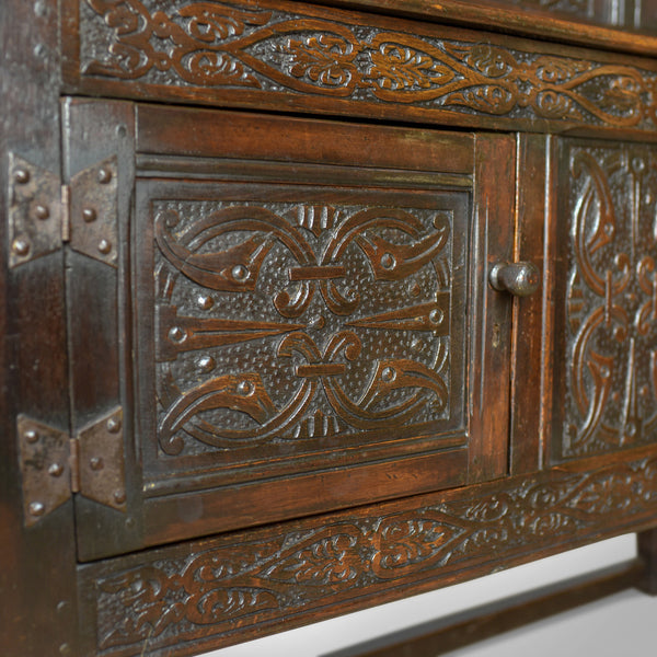 Antique Court Cupboard Georgian English Oak Sideboard Jacobean Taste Circa 1800 - London Fine Antiques