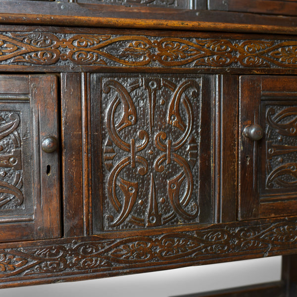 Antique Court Cupboard Georgian English Oak Sideboard Jacobean Taste Circa 1800 - London Fine Antiques