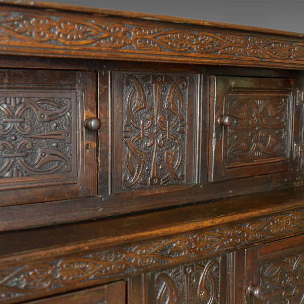 Antique Court Cupboard Georgian English Oak Sideboard Jacobean Taste Circa 1800 - London Fine Antiques
