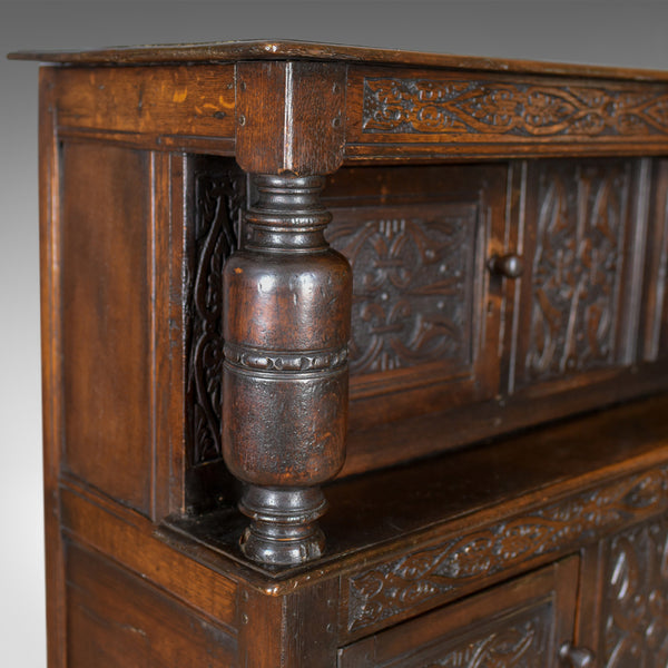Antique Court Cupboard Georgian English Oak Sideboard Jacobean Taste Circa 1800 - London Fine Antiques