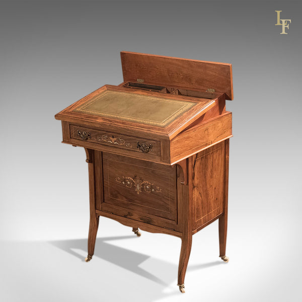 Antique Davenport, Edwardian Tilt Top Desk - London Fine Antiques