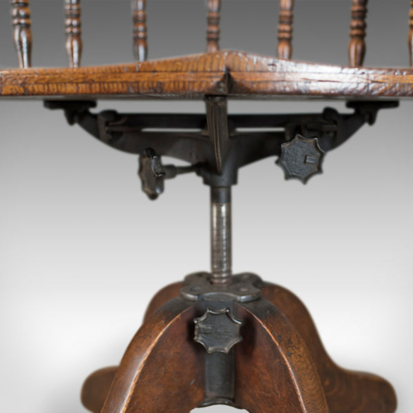 Antique Desk Chair, Victorian Captain's Armchair, Oak, Windsor Circa 1890 - London Fine Antiques