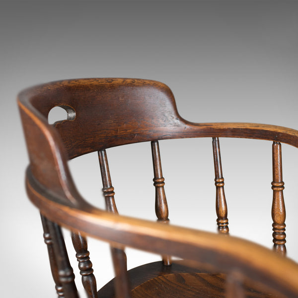 Antique Desk Chair, Victorian Captain's Armchair, Oak, Windsor Circa 1890 - London Fine Antiques