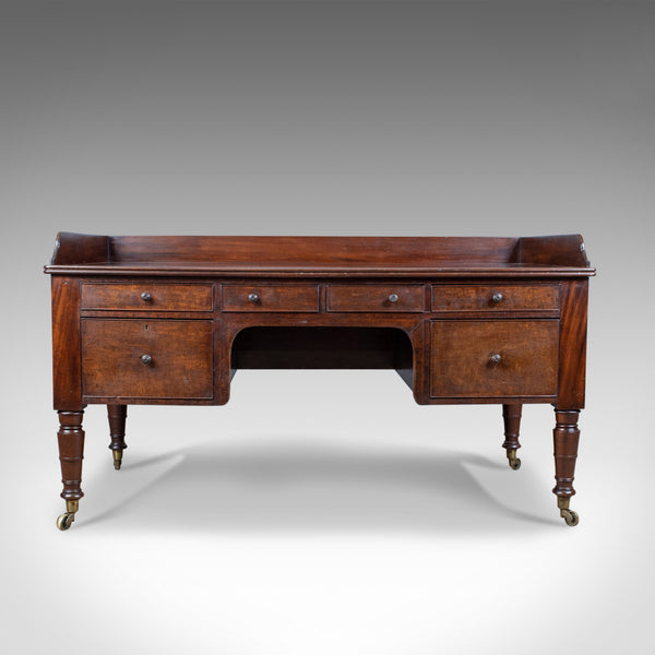 Antique Desk, Large, English, William IV, Mahogany, Kneehole, Circa 1835 - London Fine Antiques