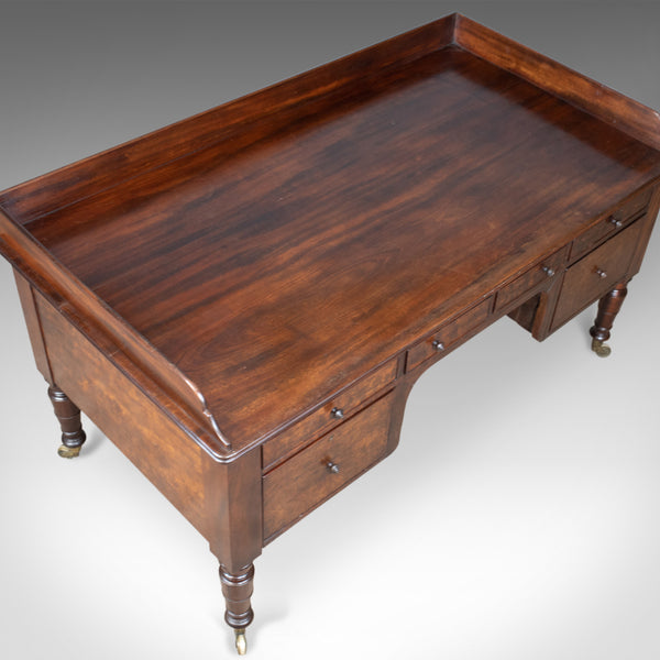 Antique Desk, Large, English, William IV, Mahogany, Kneehole, Circa 1835 - London Fine Antiques