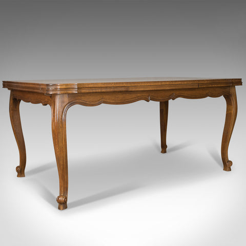 Antique Dining Table, Oak, Draw Leaf, Extending, French Parquet Seats Ten c.1920 - London Fine Antiques