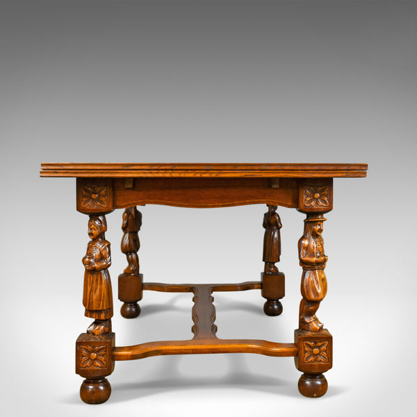 Antique Dining Table, Extending, Oak, Draw Leaf, Flemish, Seats up to 10, c.1930 - London Fine Antiques