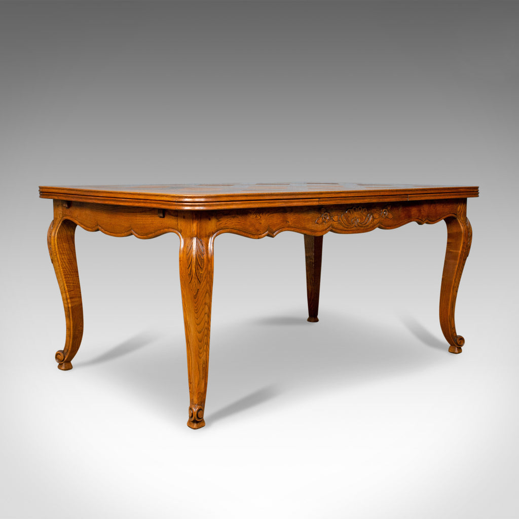 Antique Dining Table, French, Extending, Draw Leaf, Oak Parquet, Seats Ten c1910 - London Fine Antiques