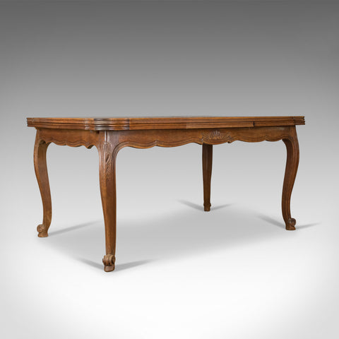 Antique Dining Table, French, Extending, Draw Leaf, Oak Parquet, Seats Ten c1940 - London Fine Antiques