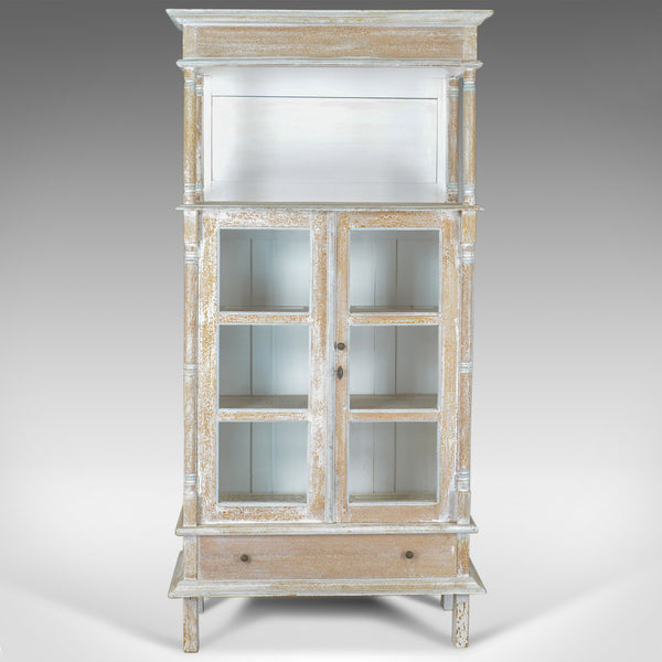 Antique Display Cabinet, Tall, French, Limed Oak Cupboard, Early 20th Century - London Fine Antiques