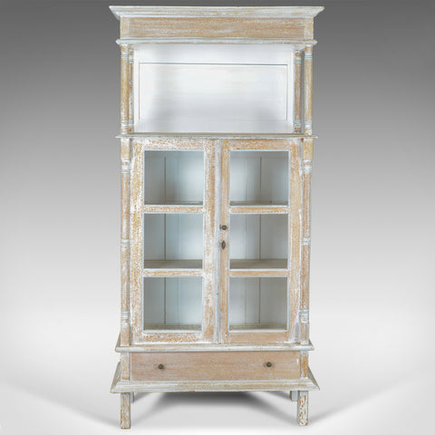 Antique Display Cabinet, Tall, French, Limed Oak Cupboard, Early 20th Century - London Fine Antiques