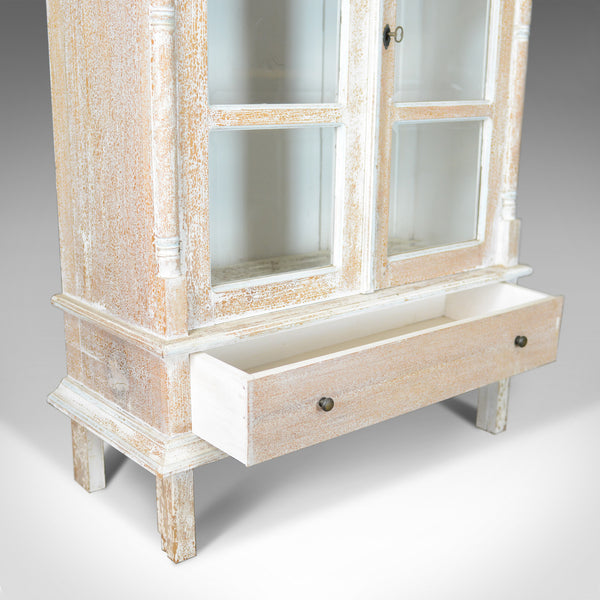 Antique Display Cabinet, Tall, French, Limed Oak Cupboard, Early 20th Century - London Fine Antiques