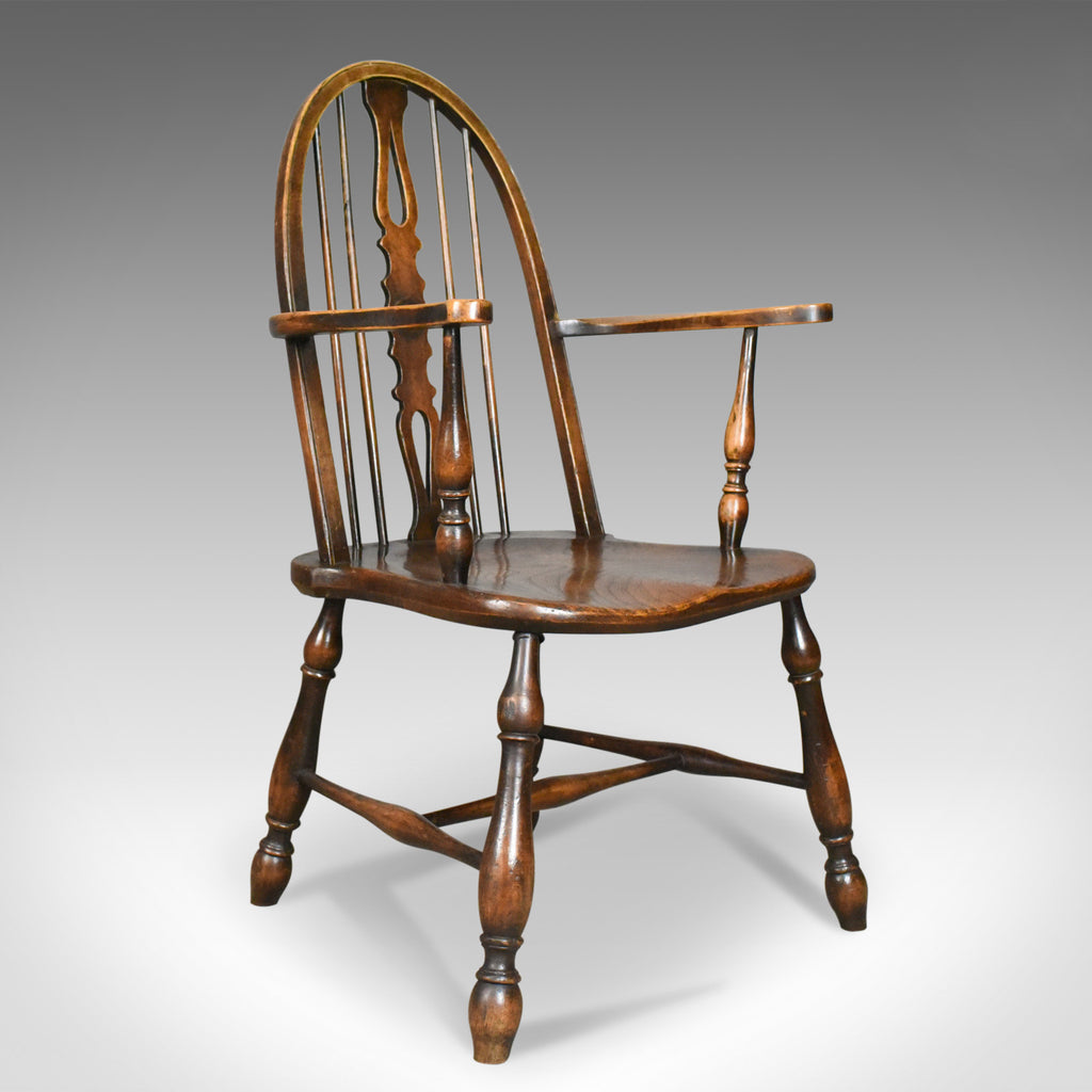Antique Elbow Chair, English, Victorian, Bow Back Windsor, Beech Elm Circa 1890 - London Fine Antiques