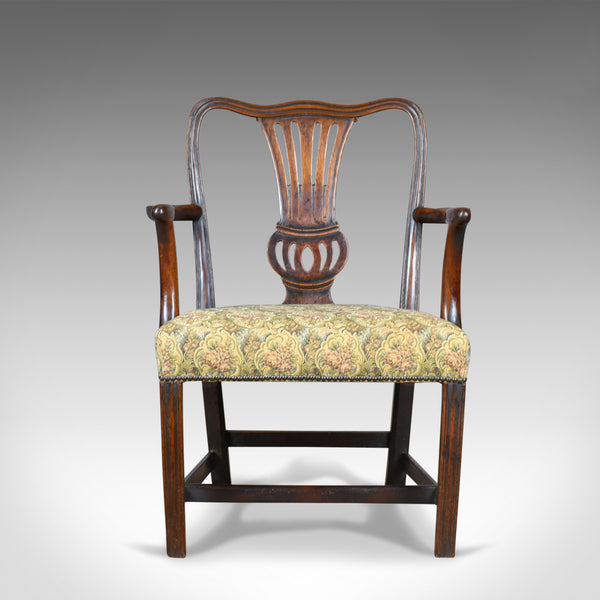 Antique Elbow Chair, English, Georgian, Mahogany, Open Armchair, Circa 1780 - London Fine Antiques