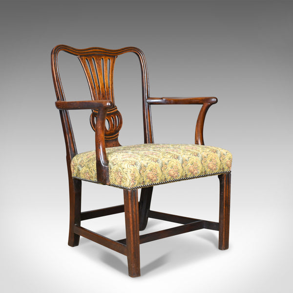 Antique Elbow Chair, English, Georgian, Mahogany, Open Armchair, Circa 1780 - London Fine Antiques