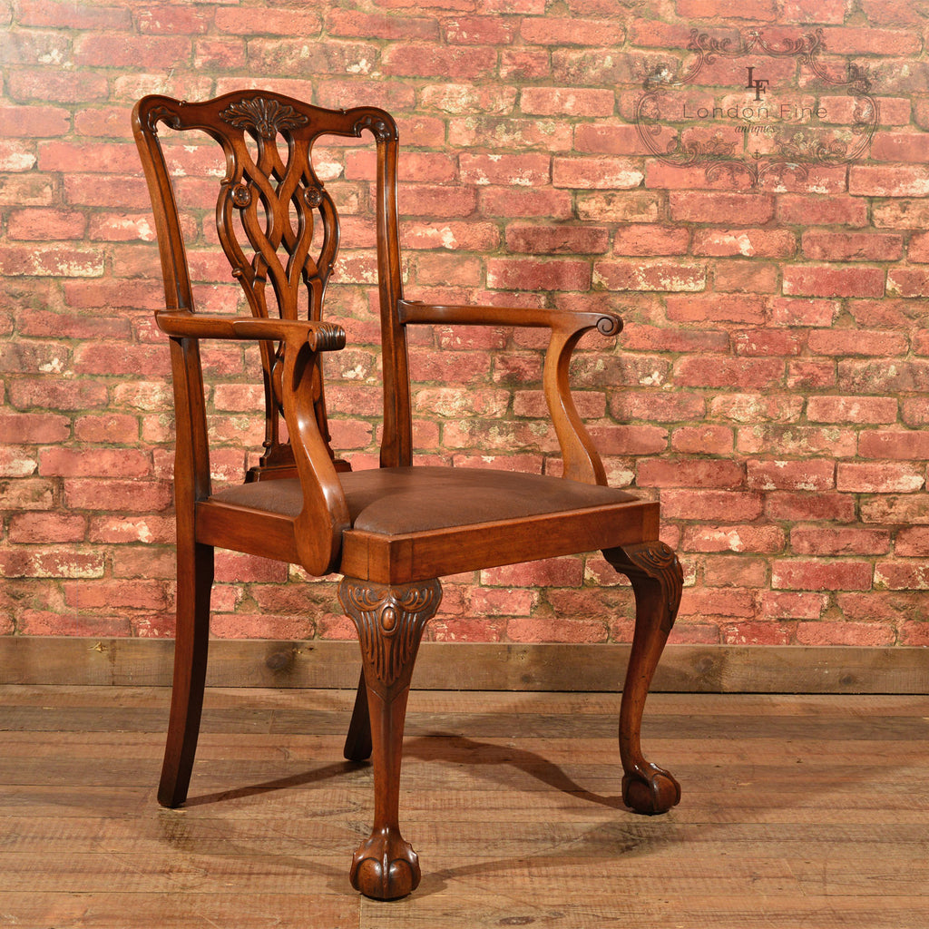 Victorian Chippendale Revival Elbow Chair, c.1890 - London Fine Antiques