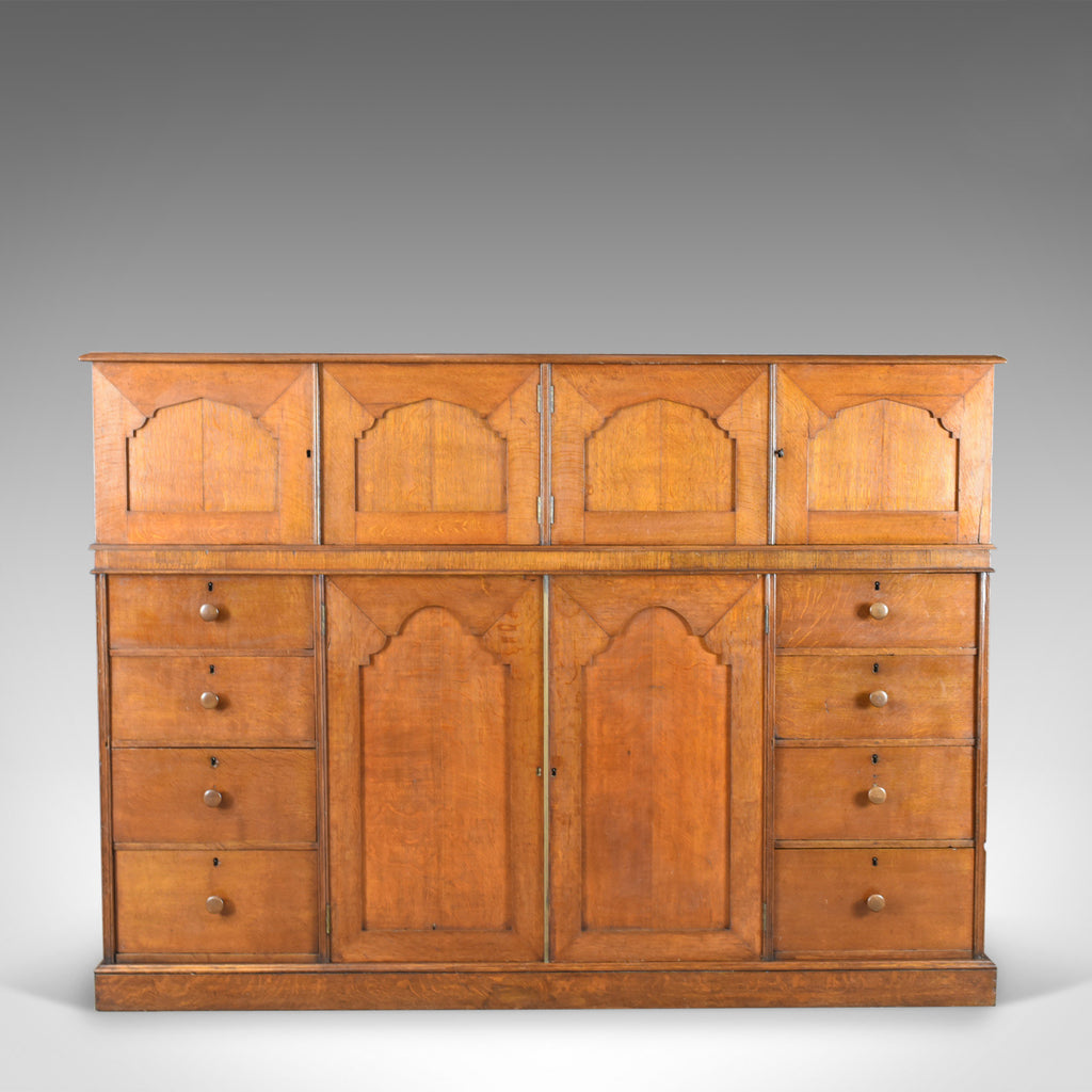 Large Antique Estate Manager's Cupboard, Oak, English, Victorian, Cabinet c.1880 - London Fine Antiques