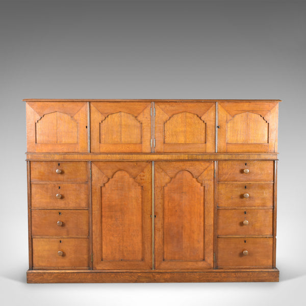 Large Antique Estate Manager's Cupboard, Oak, English, Victorian, Cabinet c.1880 - London Fine Antiques
