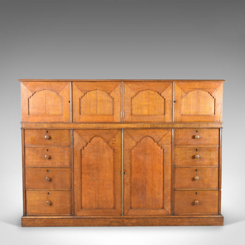 Large Antique Estate Manager's Cupboard, Oak, English, Victorian, Cabinet c.1880 - London Fine Antiques