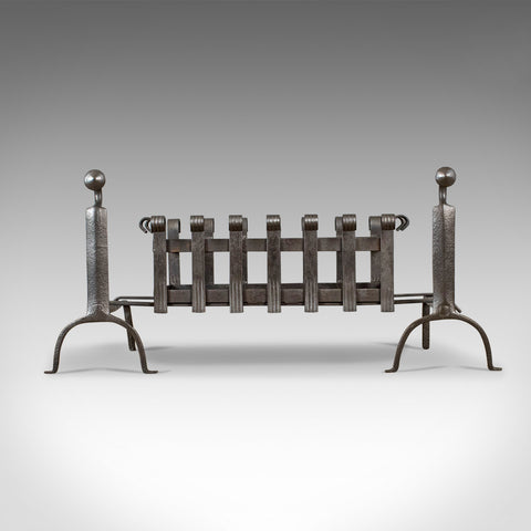 Antique Fire Basket, Dogs, Andirons, English, Victorian, Fireplace Grate - London Fine Antiques